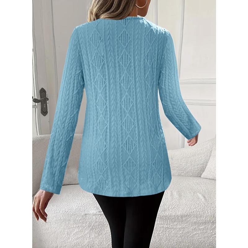 Women's Fashionable Casual Spring-autumn Long-sleeved Round-neck Blouse Shirt