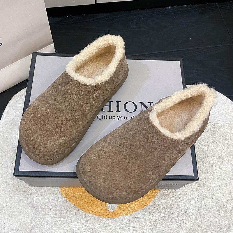 Small potato flat bottom women's velvet warm one-pedal women's shoes new winter beanie shoes cotton shoes