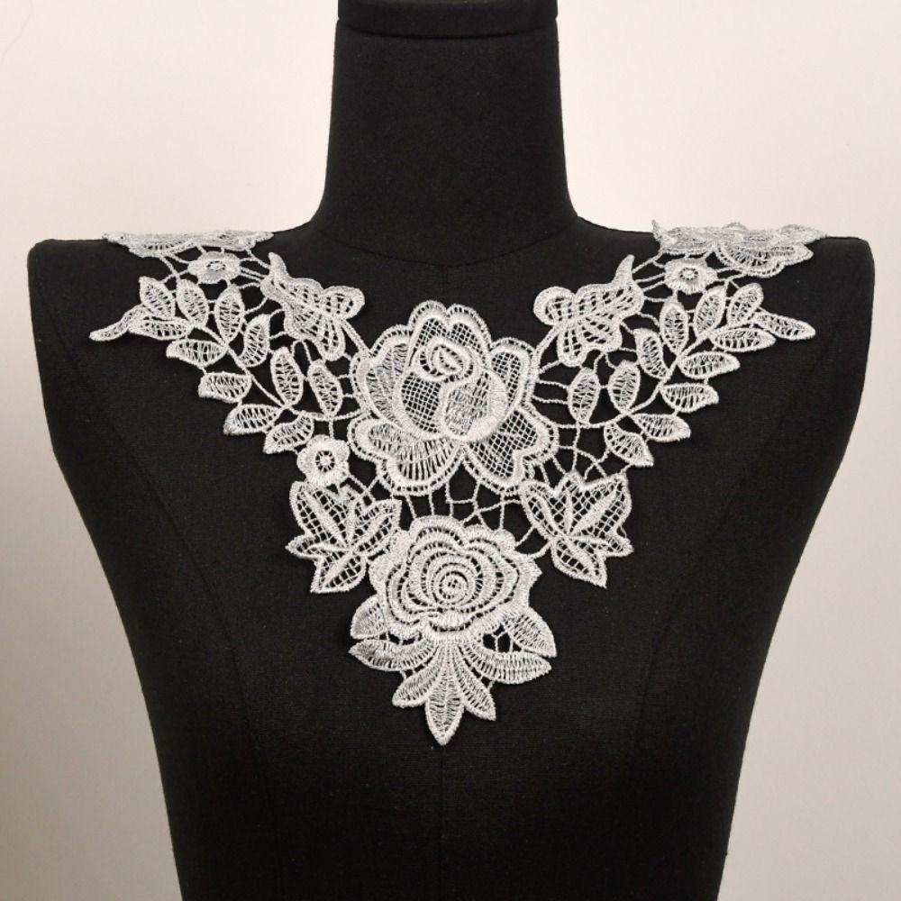 6PCS Elegant Fake Collar Hollow Out Pattern Hollow Out Lace Collar Flower Collar  Women's Fashion