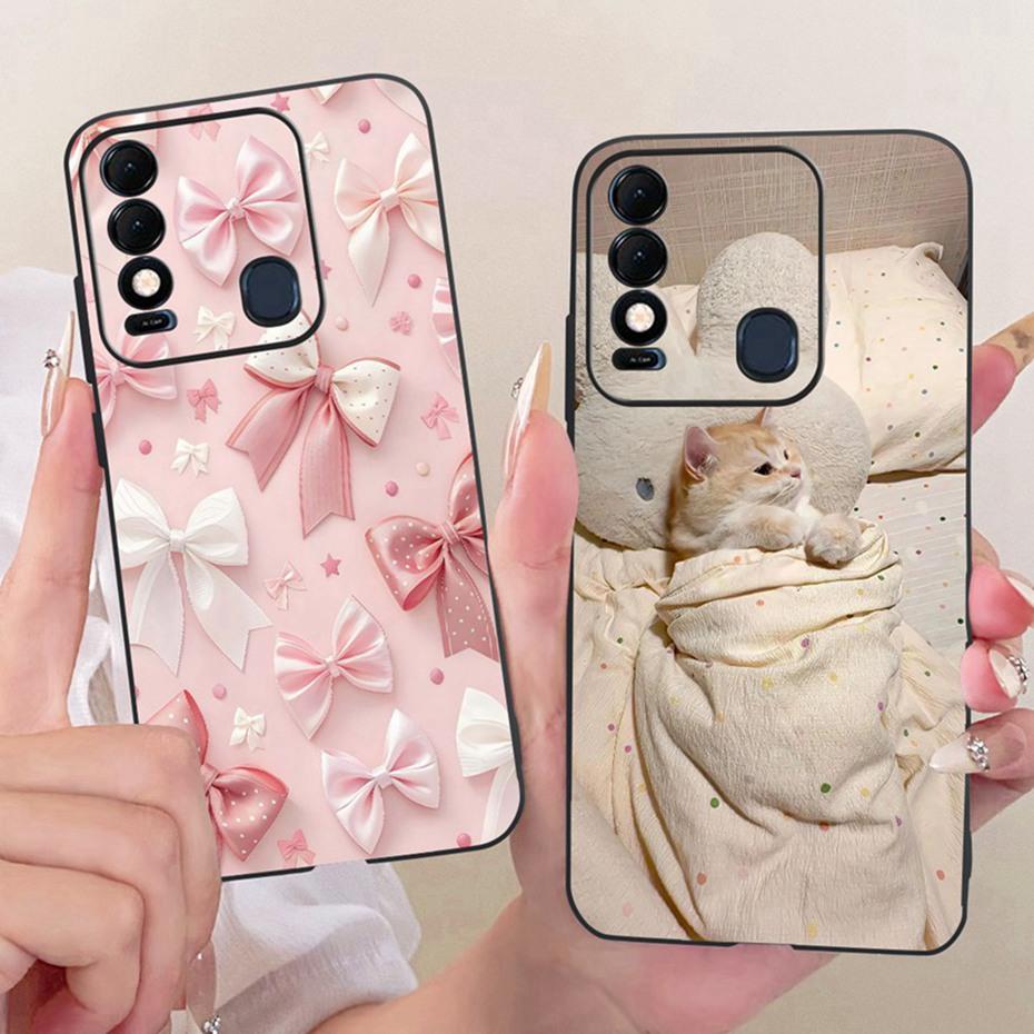 Cute Printing Phone Case For Tecno Spark 8 8T 8C Soft Black Silicone TPU Cases For Tecno Spark8 Spark8C Spark8T Covers Bumpers