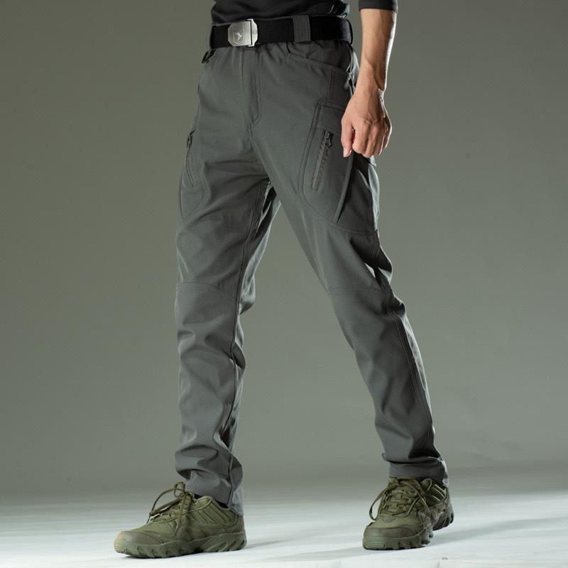 

Men s Grey Tactical Cargo Pants Quick Dry Multi Pocket Elastic Waist M