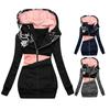 Kadın Kapüşonlu Sweatshirt Kontrast Renkli Patchwork Sonbahar Kış Sıcak Cepli Günlük Giyim İçin