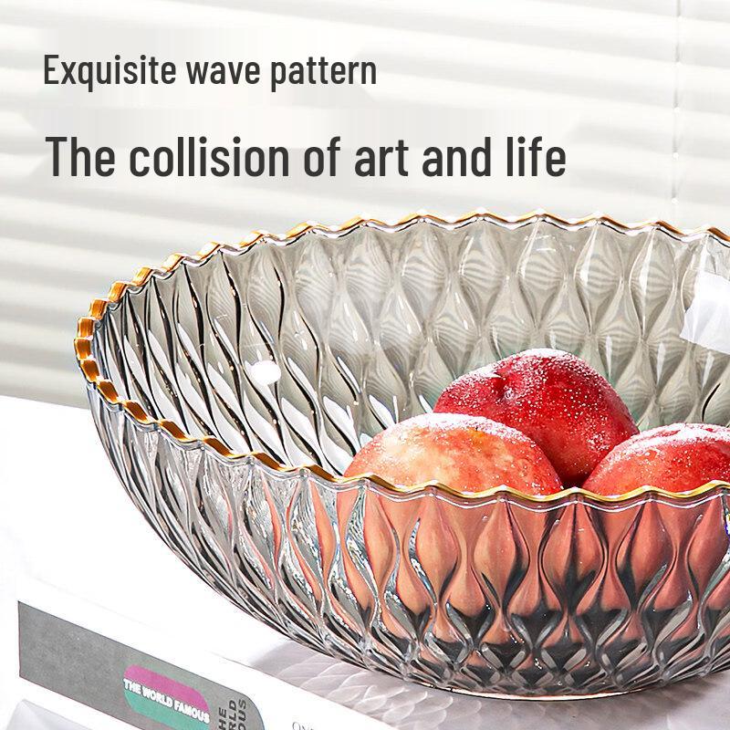 WUHE Light Luxury Gold-Rimmed Plastic Fruit Bowl Set