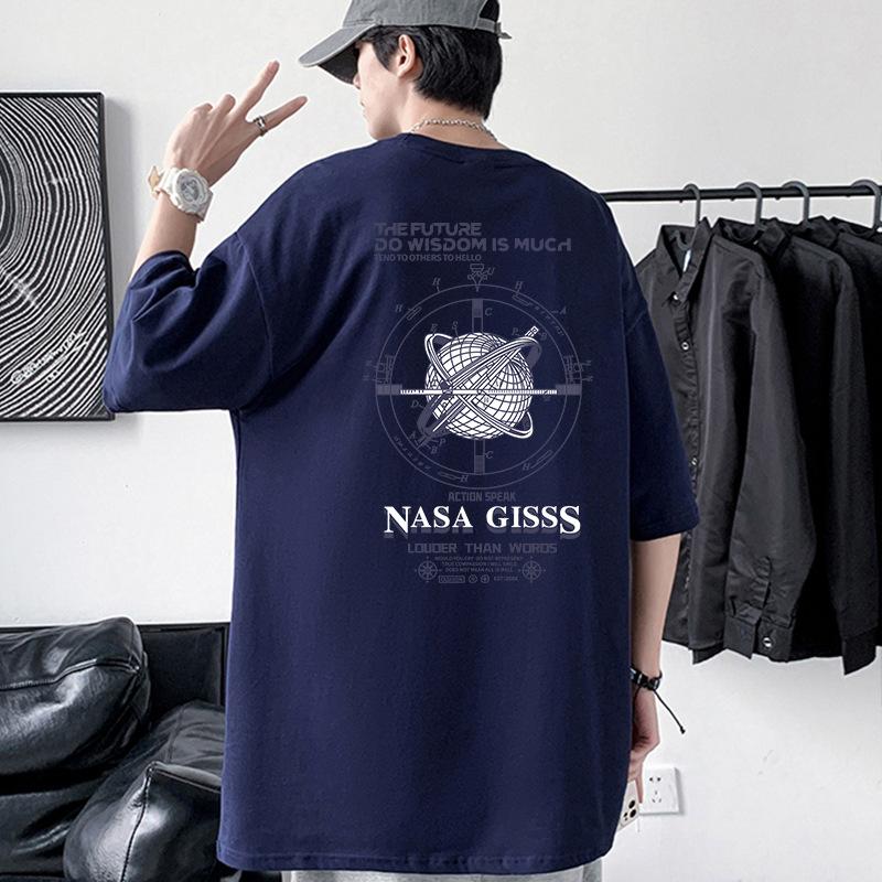 Planet Mens Oversized Drop Shoulder T-Shirt 100% Cotton Streetwear Tee