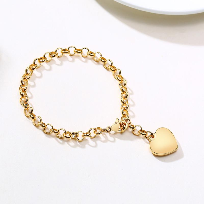 Heart Chain Bracelet Role Link for Women Stainless Steel Gold Color Love Bangle Valentine Gifts Adjustable 15cm To 19cm