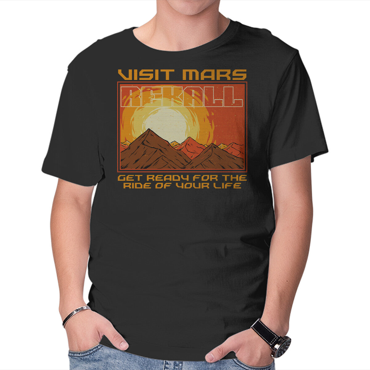 Unisex Crew Neck T-Shirt Mars Travel Agency Graphic Short Sleeve Casual Tee S