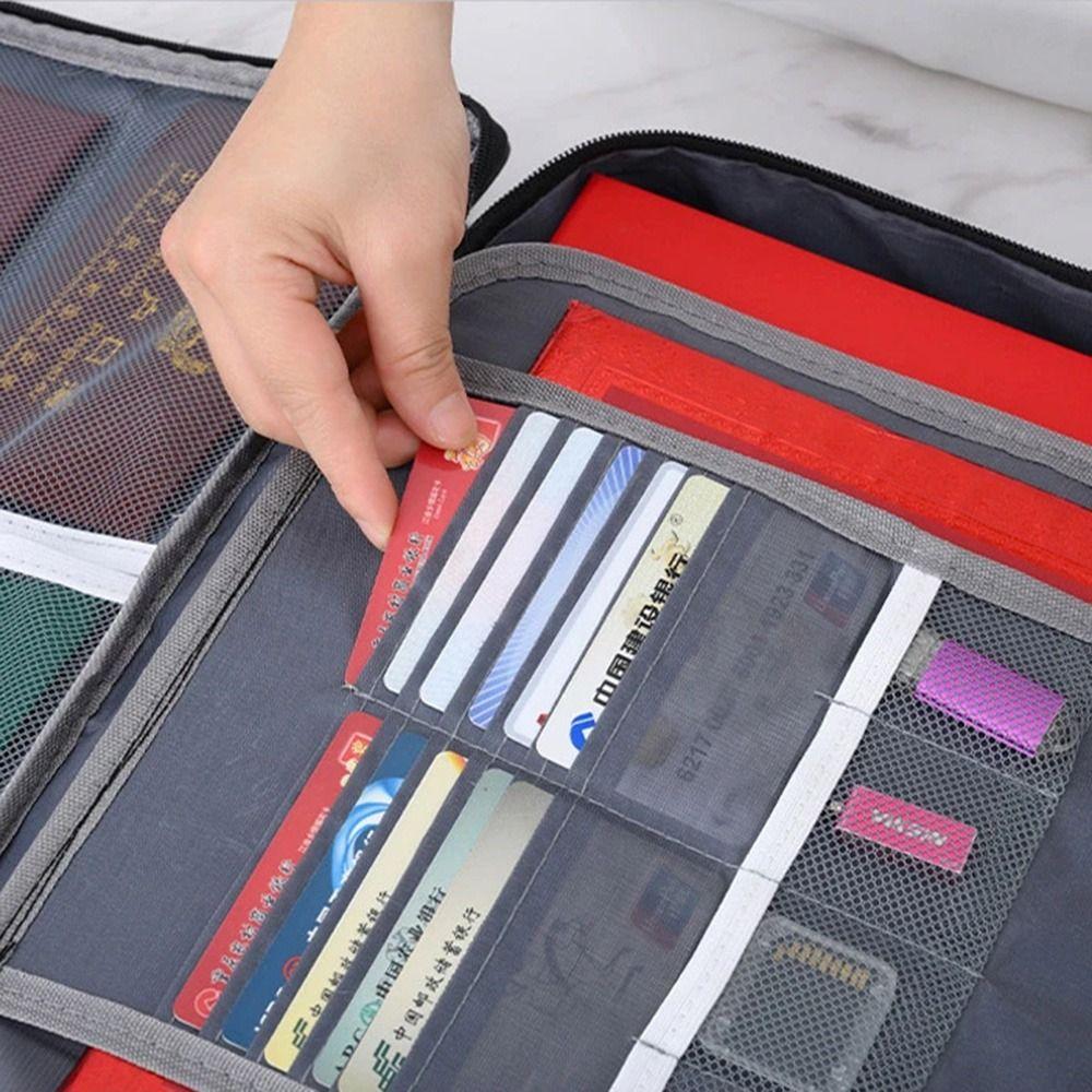 Sac à Documents Imperméable Ignifuge Multi-couches avec Serrure Étui Passeport Portable Espace de Rangement Grande Capacité Gain de Place
