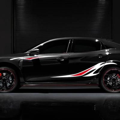 2PCS Long Striped Car Door Side Skirt Stickers Self-adhesive Vinyl Decals For Honda Civic Auto Decoration Stickers Accessories