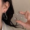 Women's Silver Simple Big Heart Earrings Hoop Earrings