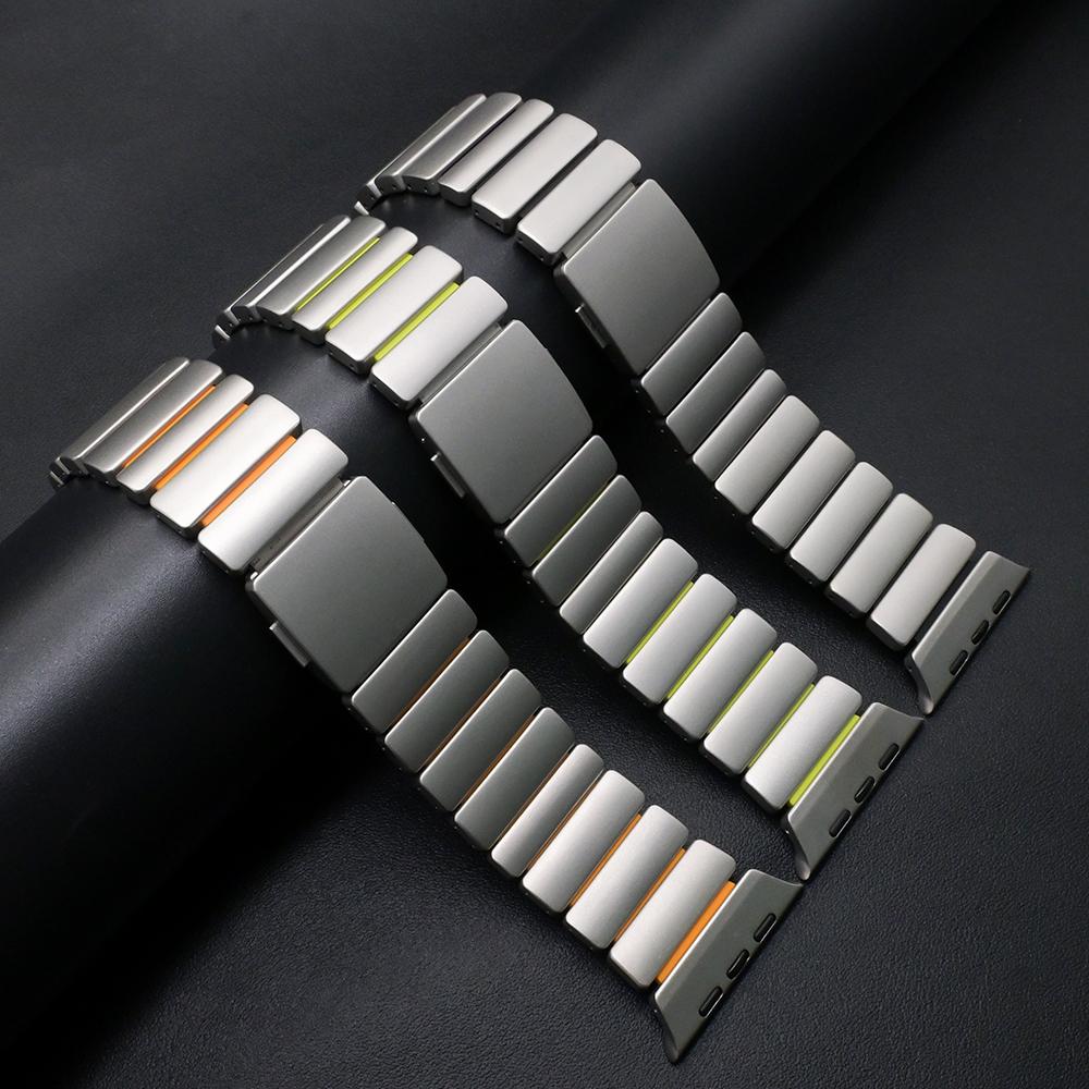 Titanium Straps for Apple Watch Band Ultra 3/2 49mm Men Rubber Bracelet for IWatch Series 11 10 9 8 7 6 5 4 SE3 44mm 45mm 46mm