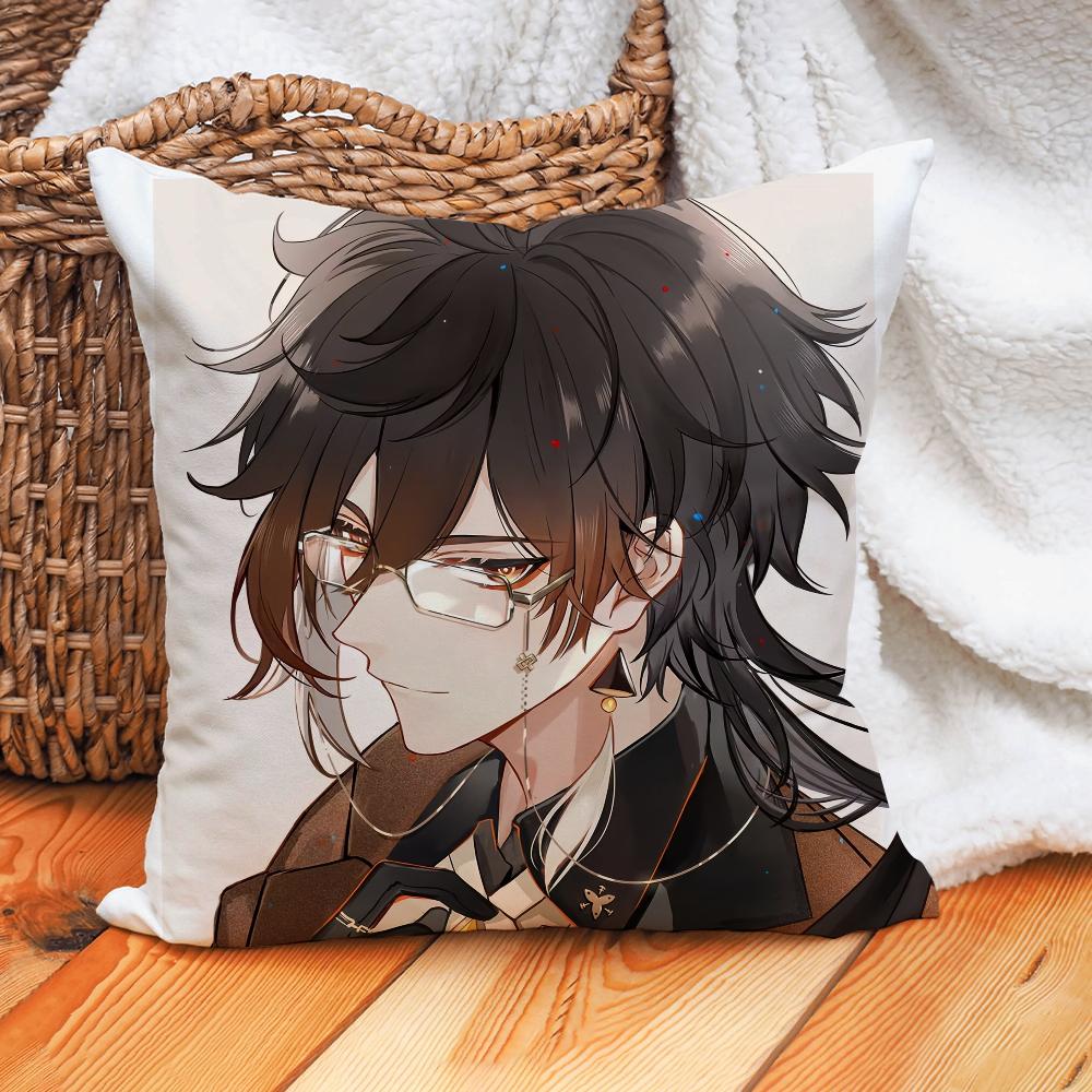 Game Genshin Impact Zhongli Pillow Case Home Cushion Cover Suitable For Office Sofa Car Suitable For All Seasons