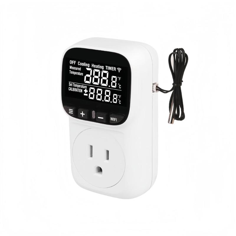 Controlled WiFi Thermostats Outlet with Timer Function & LED Indicates Programmable Socket for Indoor Appliances