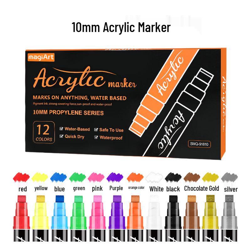 10mm Giant Opaque Acrylic Marker for Art & DIY - Waterproof Large Brush for Wall Painting & Graffiti