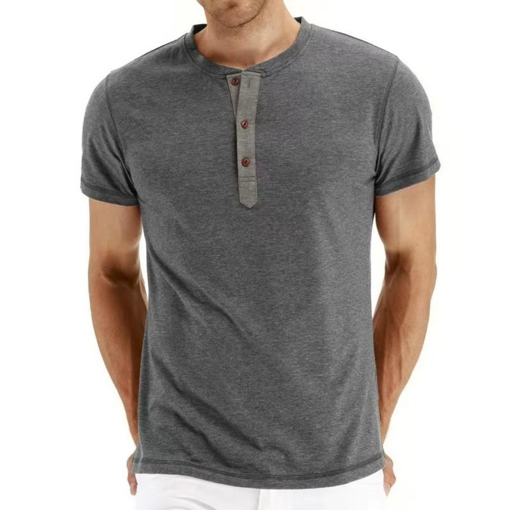 Men's Casual Sports -color T-shirt And Shirt, Men's Round-neck Short-sleeved Top
