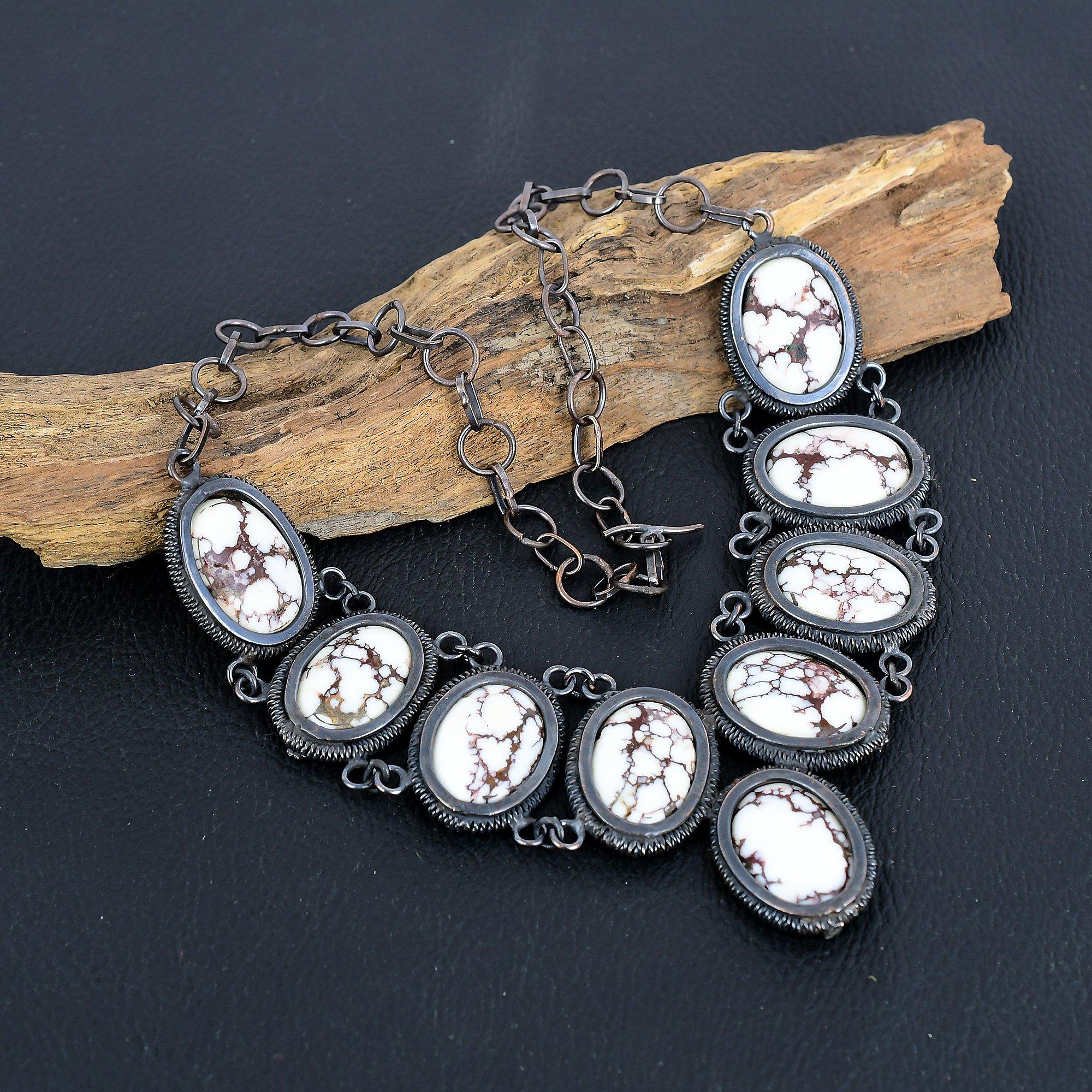 

Wild Horse Necklace Gemstone Jewelry, 999 Copper Wire Wrapped Necklace, Adjustable Handmade Beautiful Jewelry Chain Necklace