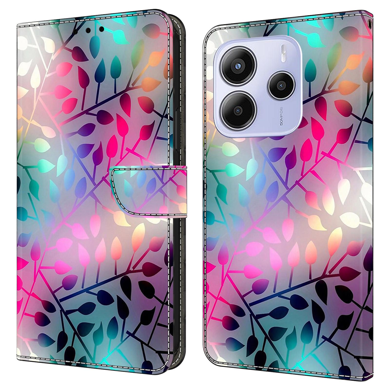 

For Xiaomi Redmi Note 14 5G Case Magnetic Clasp 3D Pattern Leather Wallet Phone Cover Maple Leaf