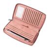 Long Women Wallet NFC RFID Blocking Purse PU Leather Credit Card Holder with Carrying Strap Pink