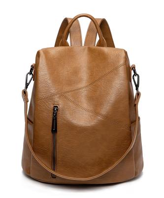 X-PASS Women's PU Leather Backpack, Business Bag, Travel, Casual, A4 Size, Stylish, Commuting, Brown, B88BRO