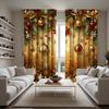2pcs Luxurious Golden Christmas Ornament & Pine Pattern Curtains, Designed for Light Blocking, Premium Material, Suitable for C