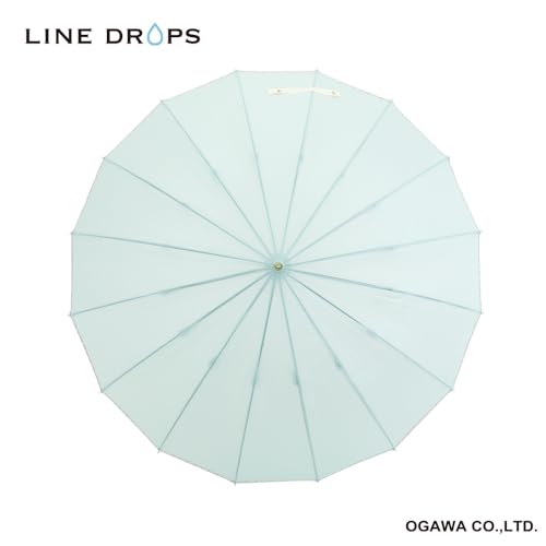 Ogawa Women's Long Umbrella, Large, Durable, Jump-Style, 60cm, Linedrops, Solid Mint Green, Colorful Piping, Water-Repellent, 57399