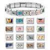 Sweet Ring Necklace Heart Flowers Pattern Charm Beads Fit 9MM Stainless Steel Bracelet Couple DIY Making Wedding Jewelry Gift