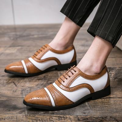 Chaussures Pointues en Cuir Marron Rétro Britannique pour Homme Marque Chaussures Brogue pour Homme Grande Taille Chaussures de Fête de Mariage pour Homme Zapatos De Cuero Hombre