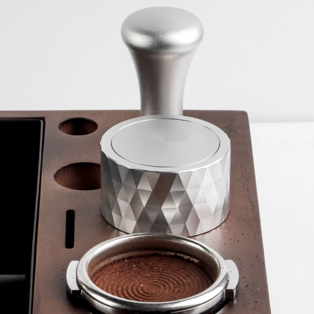 51/53/58mm Gravity Coffee Tamper Stainless Steel Whirlwind Pattern Base Coffee Powder Distributor Diamond Texture