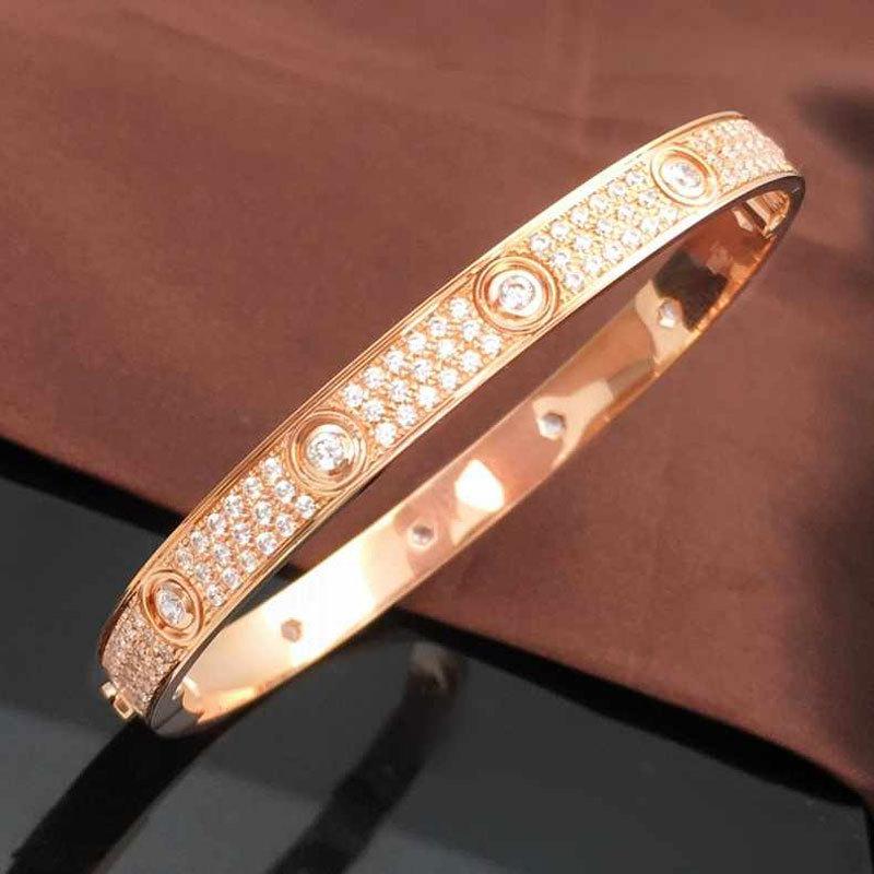 Purple Gold Screw Full Diamond Plated Rose Gold Bracelet Classic Color Gold Plated Solid Zircon Bracelet
