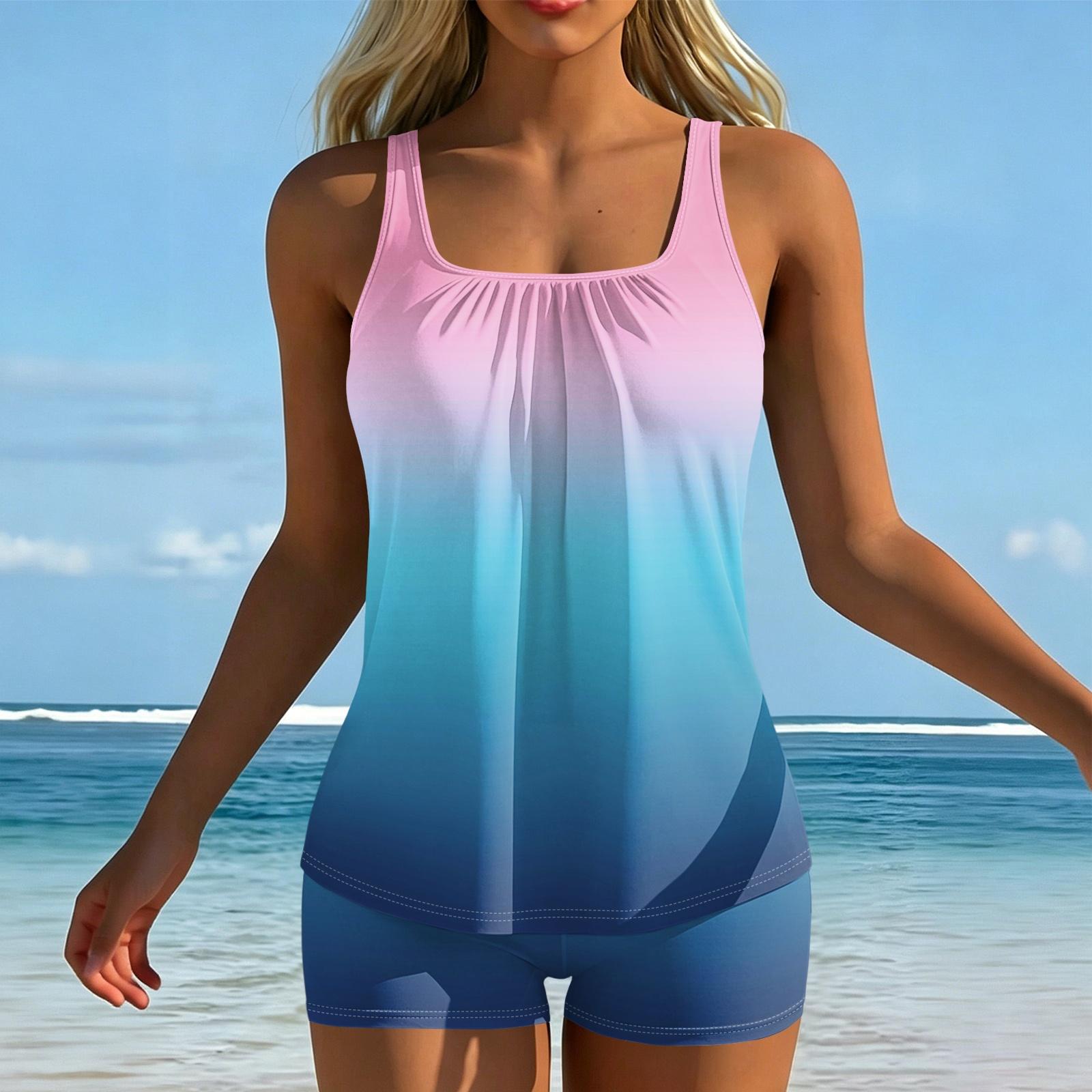 Women s Printed Split Swimsuit Sport Swimsuit Two-Piece Set L