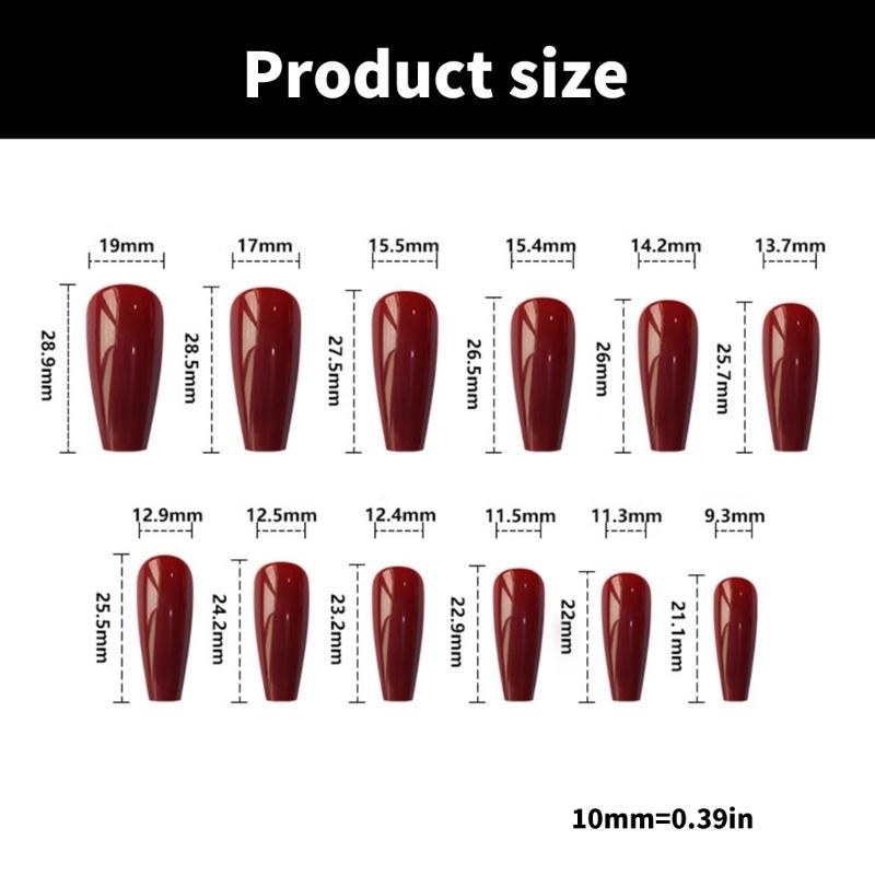 Press Long Pcs Ballerinas 24 On Nail Blue Gradient Flame False Nail Acrylic Nail Glossy Full Cover Stick On Nail