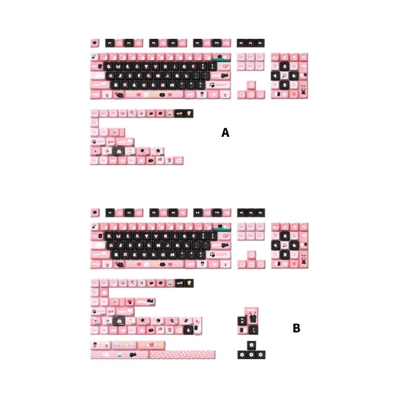 Zwarte Katten Keycaps 138/158 Toetsen MDA Profiel PBT Keycaps Sublimatie Schattige Mechanische Keycaps toetsenborden Accessoires
