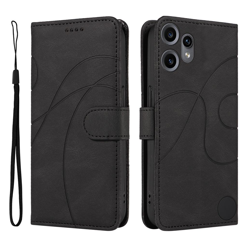 For Nothing CMF Phone 2 Pro Wallet Case Leather Phone Cover Stand with Curved Line Design