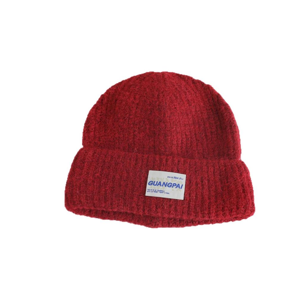 Letter labeled Knitted Hat for Women's Autumn and Winter New Collection Warm Thickened  Cold Hat That Looks Good on The Face  Small Ear Protection