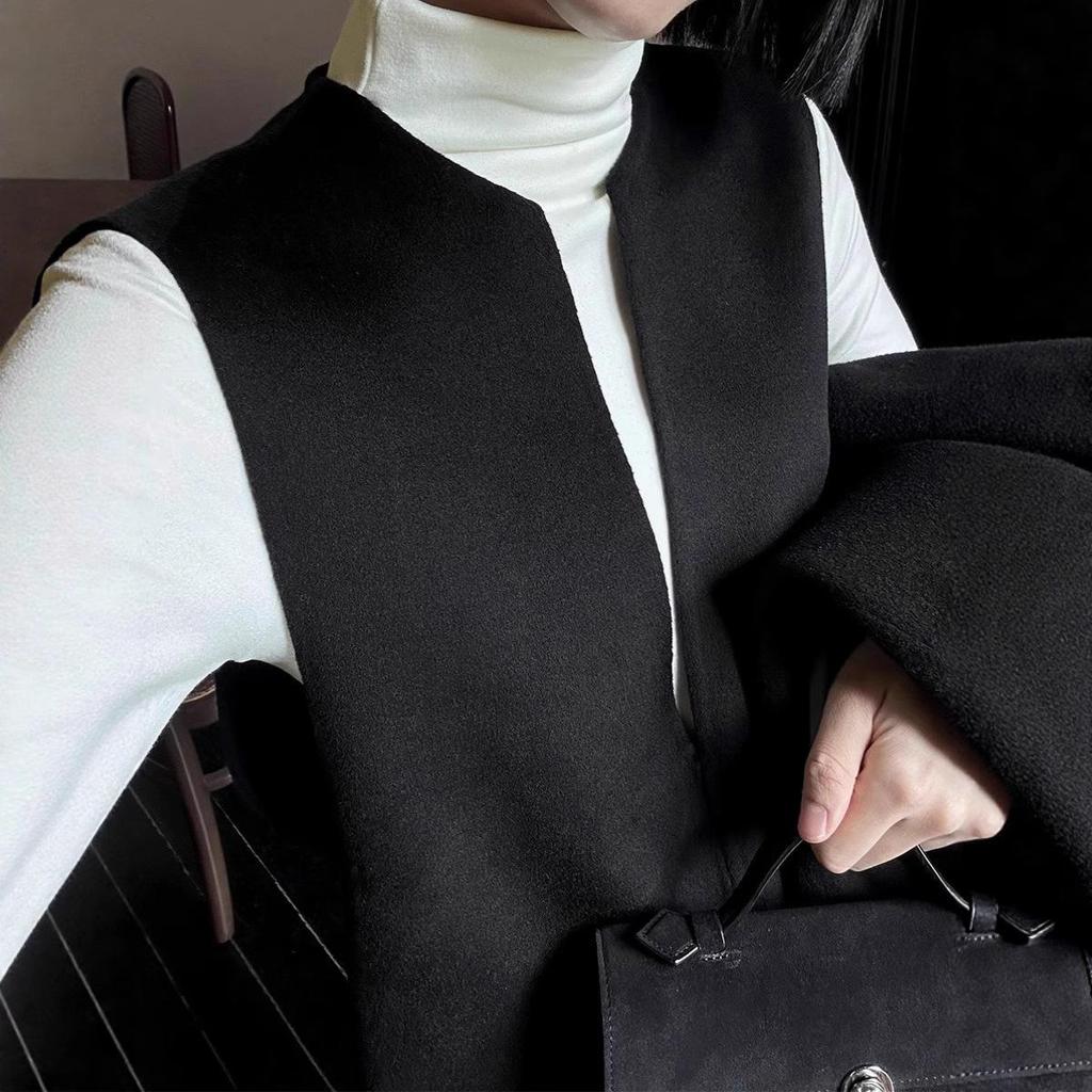 Autumn/Winter V-Neck Wool Vest Dress - Stylish Slimming Design