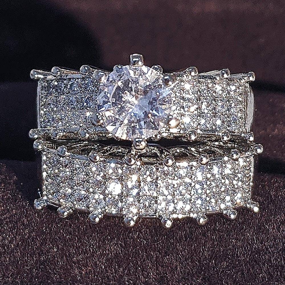 Europejski i amerykański prosty modny pierścionek zaręczynowy temperament Gypsophila intarsjowany diamentami pierścień ze srebra próby 925