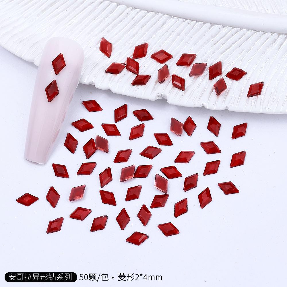 Angora Czerwony Mini Mały Płaskodenne Specjalny Kształt Diament Angora Czerwony Nowy Rok Boże Narodzenie K9 Nail Art Diamentowa Ozdoba