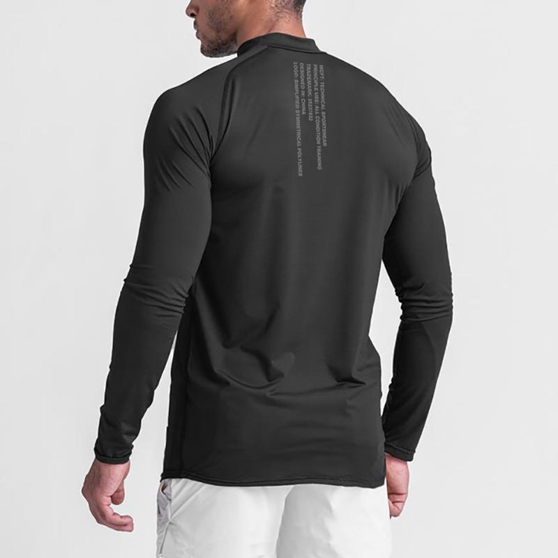 

Muscleguys Compression Fit Mens Running Sports T Shirts Autumn Gym Fitness Training Stretch Skinny Shirts High Neck Bodybuilding Clothing M чёрный