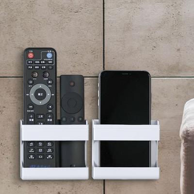 Wall-mounted Adhesive Mobile Phone Charging Stand Remote Control Storage Box Multi-functional Wall-mounted Organizer