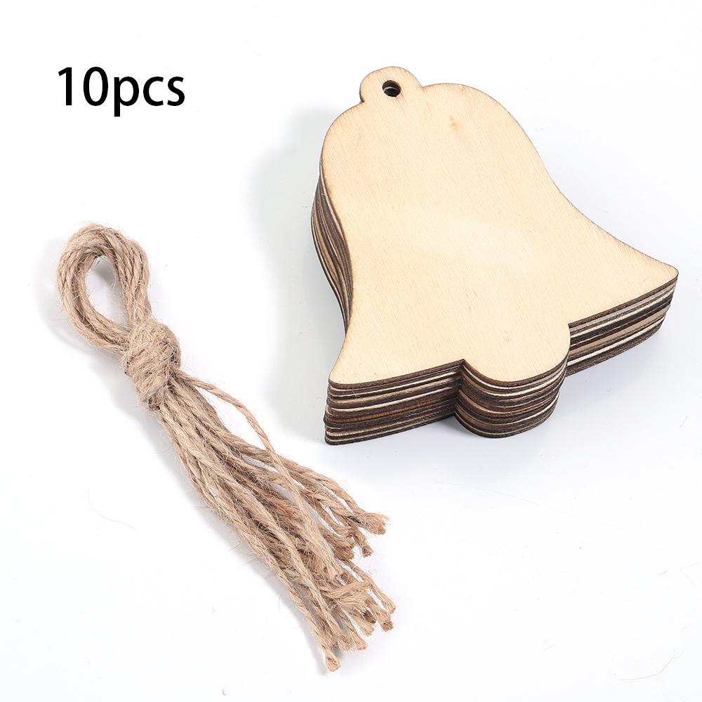 Wooden Christmas Hanging Ornaments Snowman Snowflake Bell shaped Pendant For DIY Craft Home New Year Christmas Tree Decoration