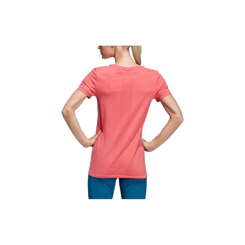 Adidas Solid Color Round Neck Short Sleeve T-Shirt Women Tops Pink DX2150