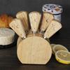 Käsemesser Set 6 Stück mit Gummibaumgriff, Edelstahl Käsebesteck mit Holzständer