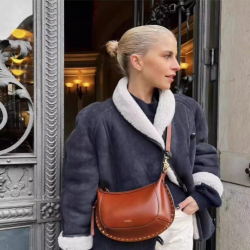 Exquisite Rivet Half-Moon Crossbody Bag European And American Hot-Selling Single Shoulder Crescent Bag