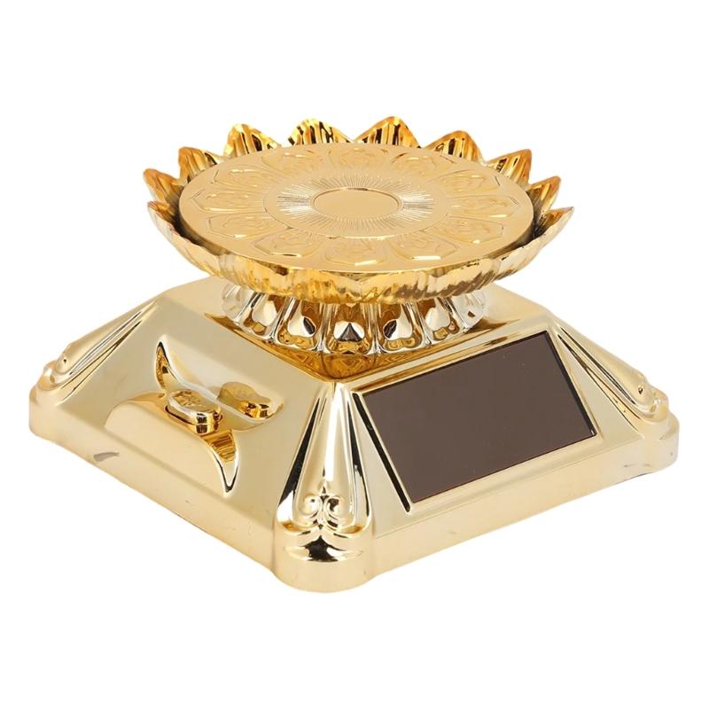 

Solar Operated 360 Degree Rotating Jewelry Display Tray With LED Lighting ABS Materials Showcase for Rings Watches золотой