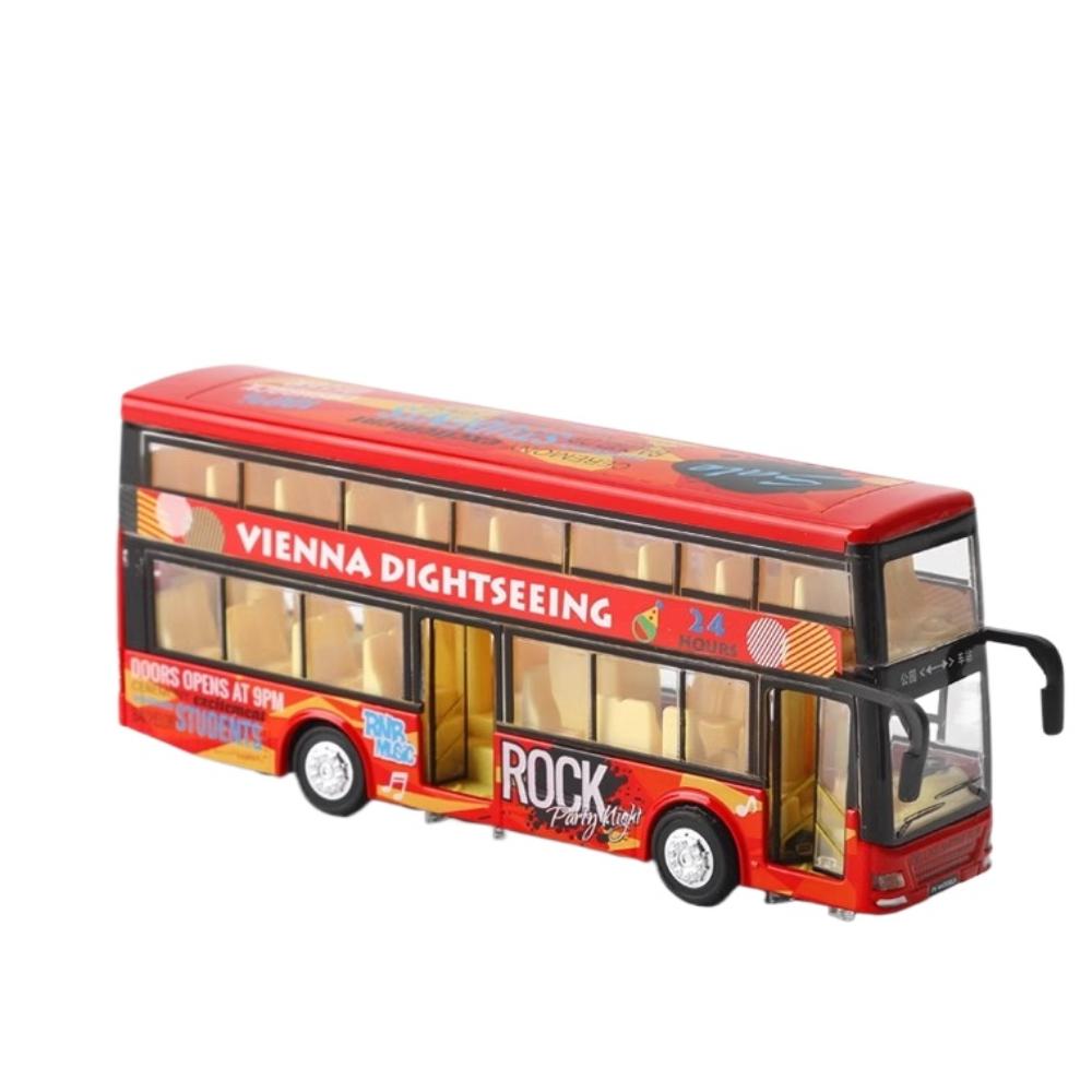 1/36 Maßstab Doppeldeckerbus Modellauto Spielzeug Legierung Druckguss Simulation Sprachansage Pull-Back LKW-Modelle Für Kinder Geschenk