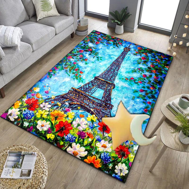 Parisian Eiffel Tower Romance Office Rug Chair Mat, Entryway Carpet, Suitable for Front Door, Bedroom, Living Room, Desk, Holiday Gift
