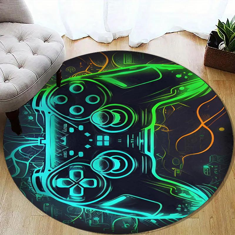 Game Controller Printed Round Rug Carpet Chair Rug Area Rug Entryway Doormats,for Office Chair Living Room Bedroom Kitchen Room.