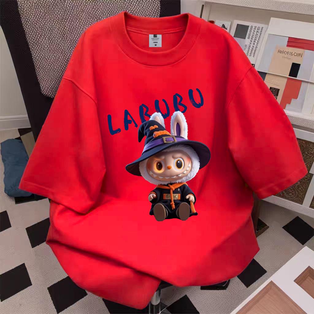New LABUBU Printed Short-sleeved T-shirt Women's Round Neck Top Cute Casual Fashion Clothes