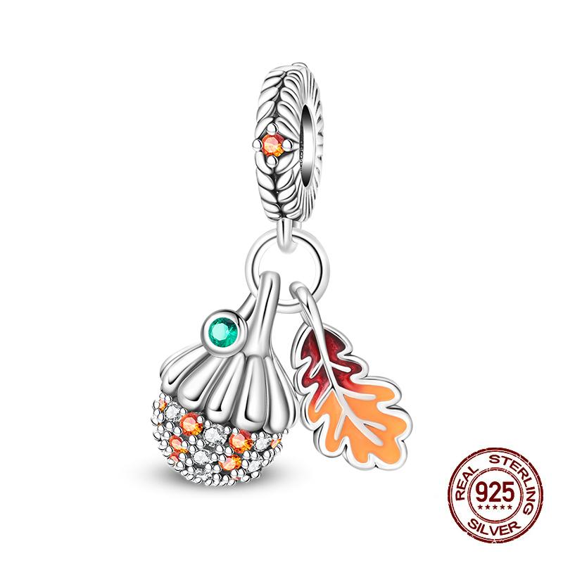 Autumn New Copper Brown Maple Leaf Pumpkin Bee Charms Bead Fit 3Mmoriginal Bracelets Diy Jewelry Warm Gift