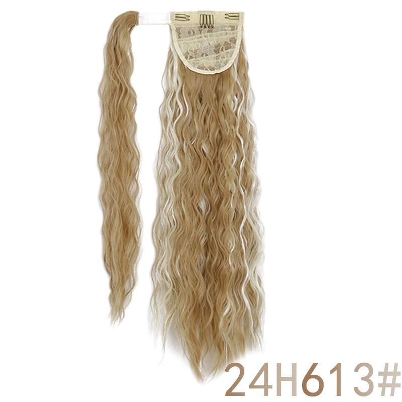 MISS WIG Women Long Corn Wave Ponytail Wig Curly Hair Extensions Synthetic Fiber Hairpiece Wrap Around Clip In Hair Daily Use