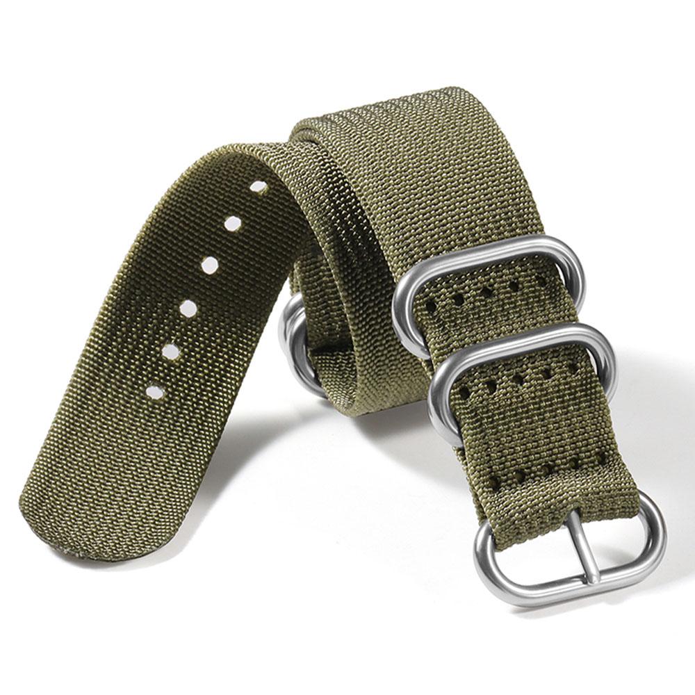 Weave Nylon Strap Gold Silver Black Ring Buckle Ribbed Watchband 18mm 20mm 22mm 24mm for Omega Military Braid Sport Men Bracelet